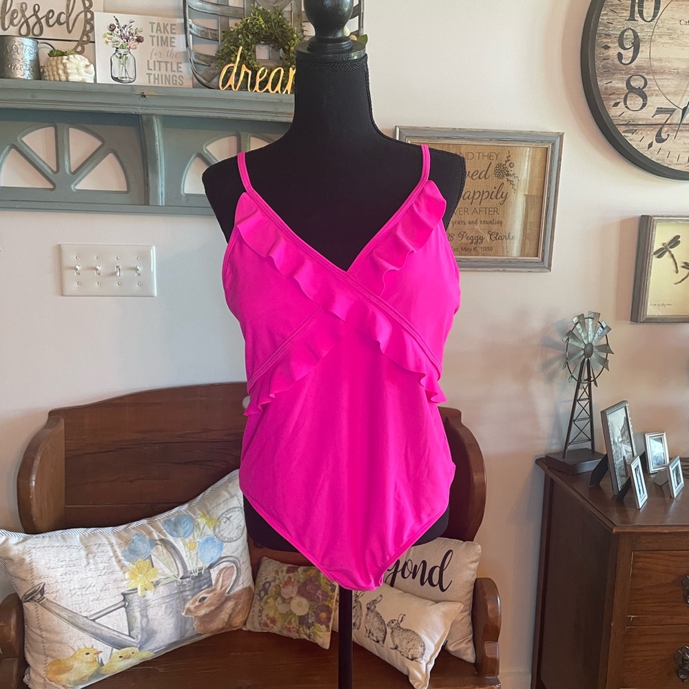 New NWOT Barbie Core Pink size Large Women’s swimsuit. No brand tag.